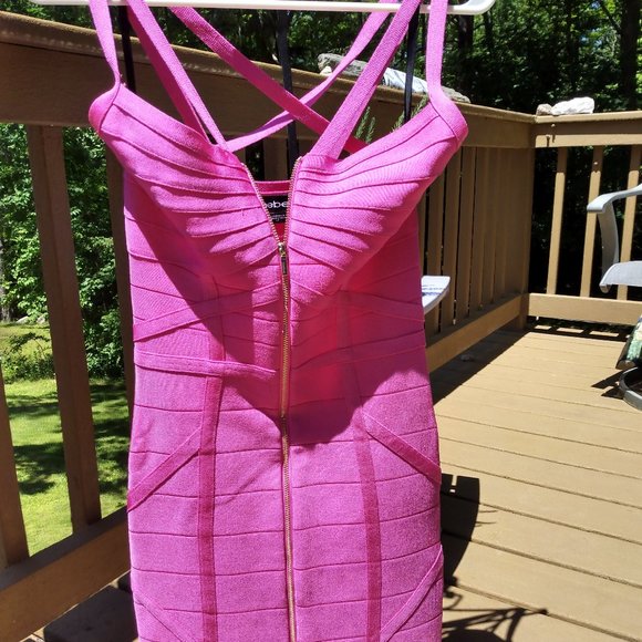 bebe Dresses & Skirts - bebe dress, hot pink, size s, bodycon dress, front zipper, sexy dress